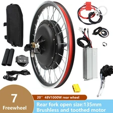 20 In E Bike Conversion Kit Electric Bicycle Rear Wheel Hub Motor LCD 1000W 48V