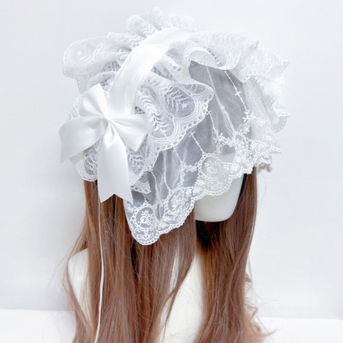 Gothic Lolita Lace Headband Veil Accessory Vintage Elegant Bow Womens Headwear - Picture 6 of 13