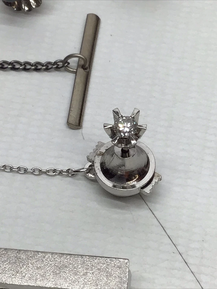 Галстук застежка бар булавка Tack лот серебро бриллиант жемчуг нефрит якорь вертолет - Изображение 4 из 4