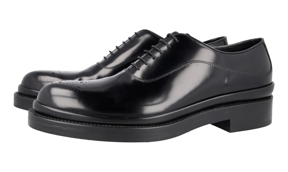 PRADA OXFORD DRESS SHOES 2EG188 BLACK LEATHER NEW US 11 EU 44 44,5