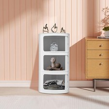 Round Nightstand with Storage Cabinet
