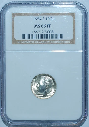 1954 S NGC MS66FB Full Bands Roosevelt Dime