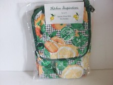 NEW Kitchen Inspiration Citrus Motif Apron, Pot Holder and Oven Mitt - Set Of 3