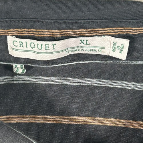 Criquet Performance Players Shirt Mens XL Black Striped Polo Golf Stretch - Picture 3 of 20