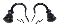 Pair Set Window Curtain Hold Backs U Shape Tie Hooks Metal Holdback Holder Black