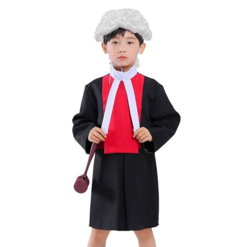 Robe de juge, marteau en bois de juge, accessoires costume de juge d'Halloween pour enfants - Photo 1/9