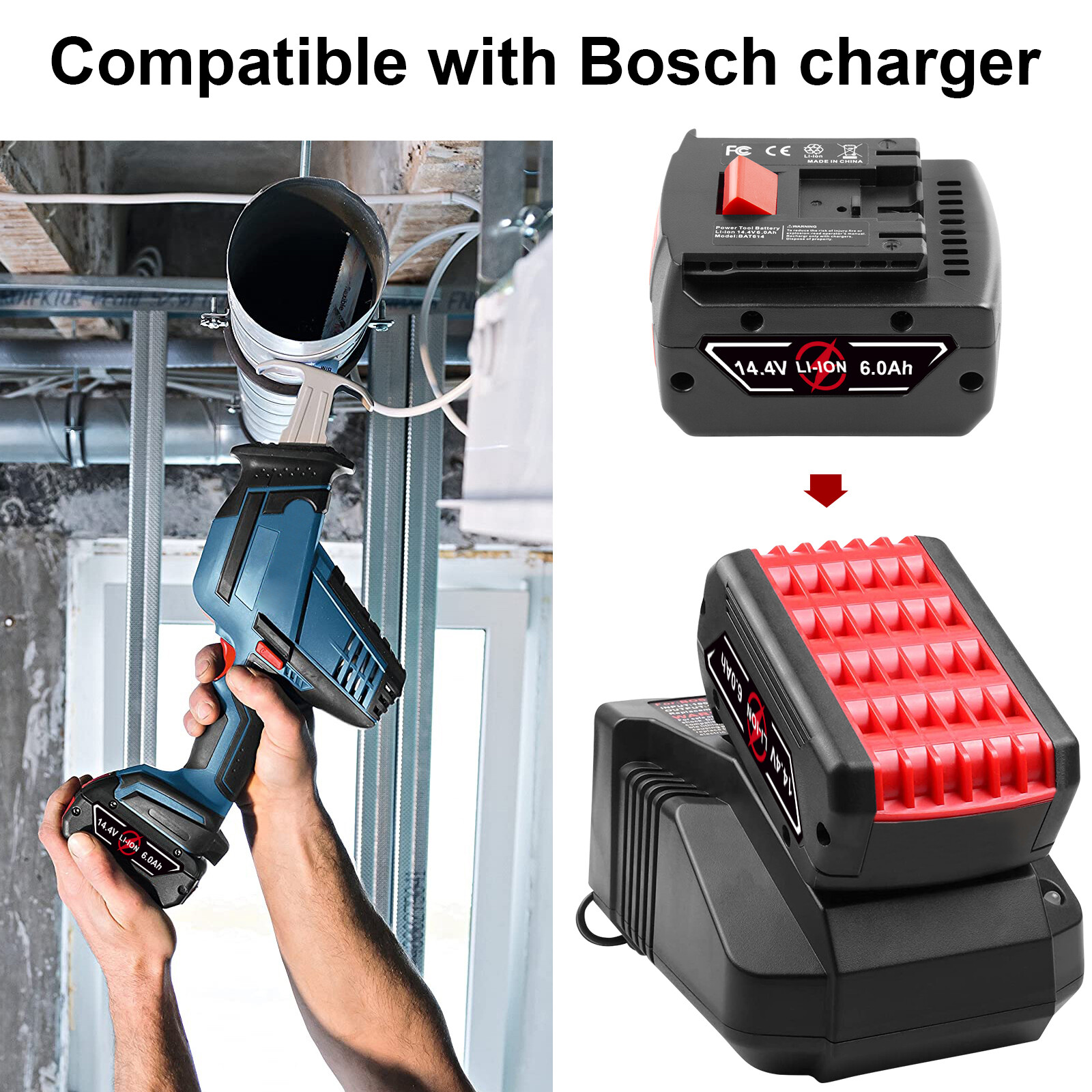 Bosch 14.4V 4000mAh Akku – Li-Ion, Kompatibel Mit BAT607, BAT614 Uvm., Für Bosch Elektrowerkzeuge