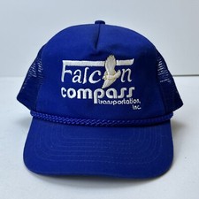 Vintage Falcon Compass Transportation Trucker Hat Mesh Snapback Blue Cord