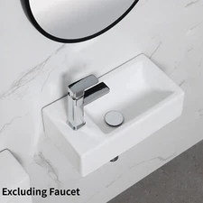 Small Wash Basin Sink Ceramic Bathroom Cloakroom Sink Wall Mount Left, Right