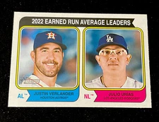 2023 Topps Heritage #206 Justin Verlander Julio Urias Earned Run Average Leaders
