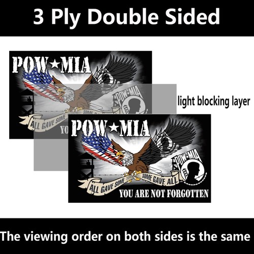 Pow Mia Eagle Flag 3x5 Outdoor Double Sided 3 Ply-Made In USA-Pow Flag Durabl... - Picture 2 of 7