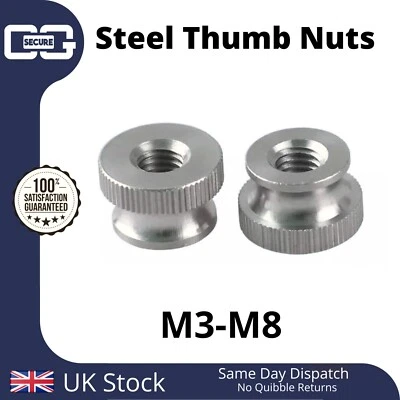 OG SECURE Carbon Steel Knurled Thumb Nut M3 M4 M5 M6 M8 Step Nut for Bolts - Nickel Plated