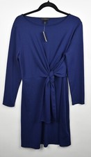 J.Crew Drapey Tie-Waist Dress Navy Blue Size Boat Neck Long Sleeve Size Small