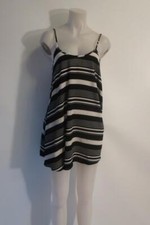 Womens Show Me Your Mumu Black White Stripes Strappy Mini Shift Dress S *