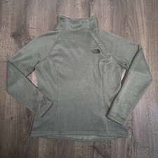 The North Face Women Medium Fleece Pullover 1/4 Full Snap Green