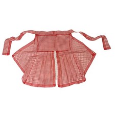 Dainty Mid Century Red White Check Lace Vintage Apron Sheer 17" length Sm/Med