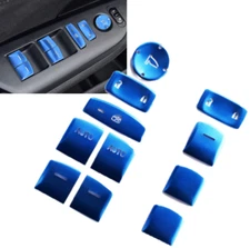 11PCS Blue Aluminum Door Window Switch Button Cover Trim Fits 16-21 Civic 10