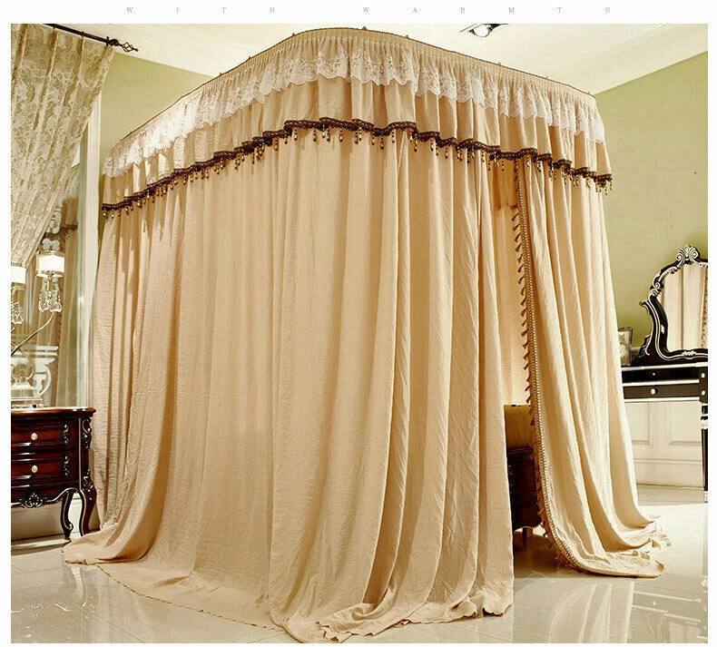 luxury mosquito net with U-shape rail frames bed netting lace light-shading new - Image 3 of 4