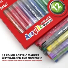 12 PCS Acrylic Paint Markers for Rock Painting Ceramic Wood Scrapbook Waterproof