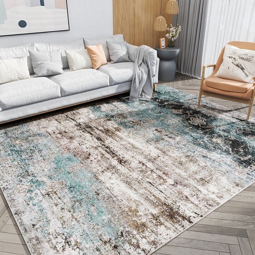 Machine Washable Area Rug Soft Non-Slip Abstract Vintage Carpet Living Room New - Picture 3 of 9
