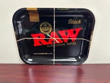 RAW CLASSIC BLACK AND GOLD SMALL ROLLING TRAY 14X 11 NEW