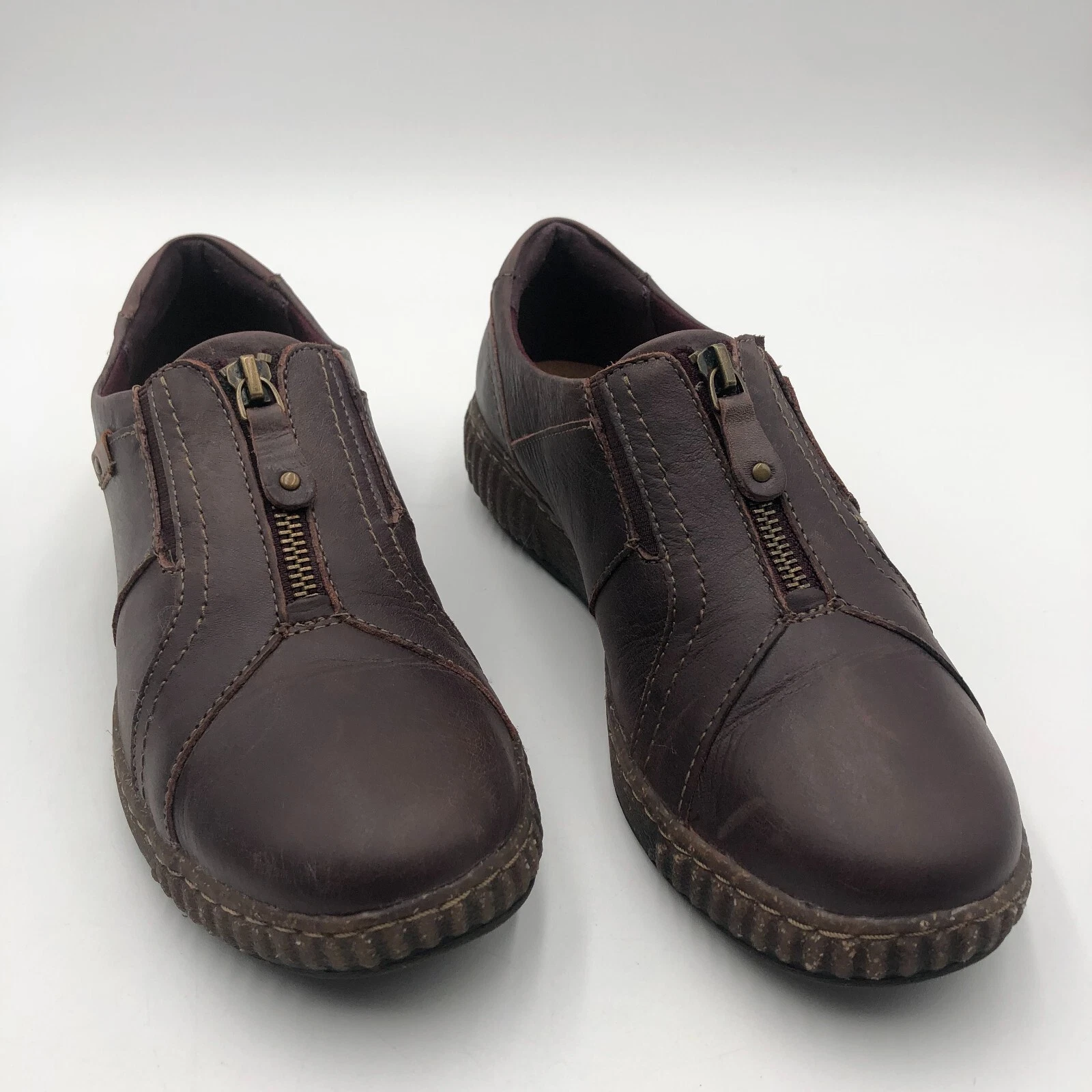 Mocassini Clarks donna taglia 9 M pelle vino magnolia casual scarpe comode zip