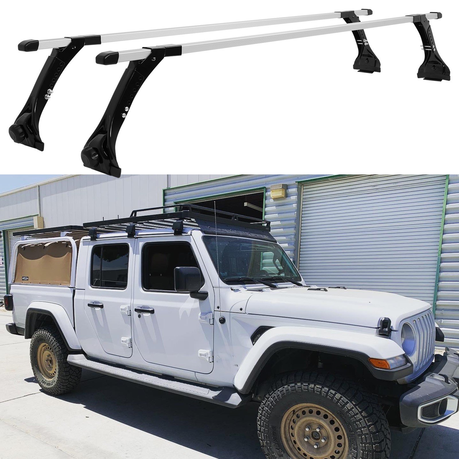 For Jeep Gladiator 63" Rain Gutter Roof Rack Cross Bars Kayak Cargo Bike Carrier