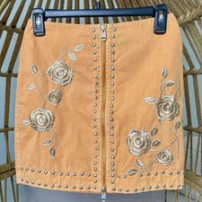Cinq à Sept Embroidered Studded Zip Mini Skirt | Luxe Designer Piece | Size 0