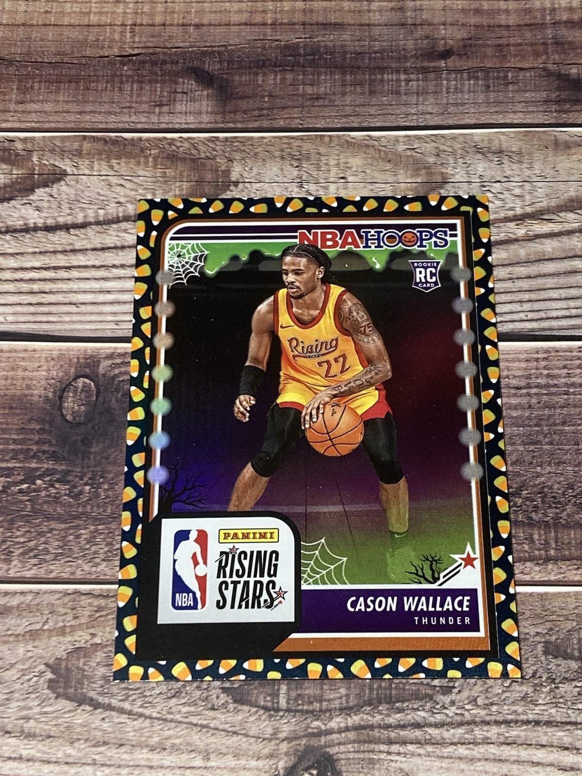 2023-24 Haunted Hoops Cason Wallace Rising Stars Candy Corn HOLO Rc Thunder