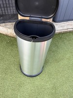 Curver Metal Effect One Touch Slim Deco Kitchen Work Waste Bin 40L - Silver