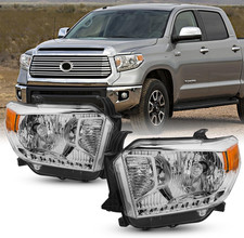 - Fits 2014-2021 Toyota Tundra Halogen Type Chrome Headlights Headlamp Pair Dr