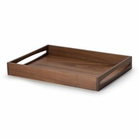 Continenta Tablett Mit Griffen Serviertablett Holztablett Walnussholz 49 X 35 Cm