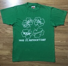 Hanes Vintage St Patricks Day Logo T-Shirt M Green 50/50 Combed Knit USA Made