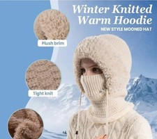 Women Winter Thermal Plush Hood Hat with Scarf Mask Windproof Fast Shipping
