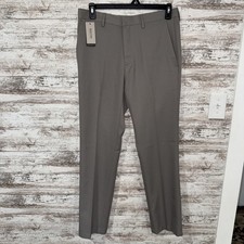 NWT Kenneth Cole Reaction Men  s Light Gray Stretch Slim Fit Dress Pants 32 x 32