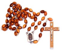 Holy Land Market Olive Wood Rosary with Holy Water from Lourdes 51 cm or 20"
