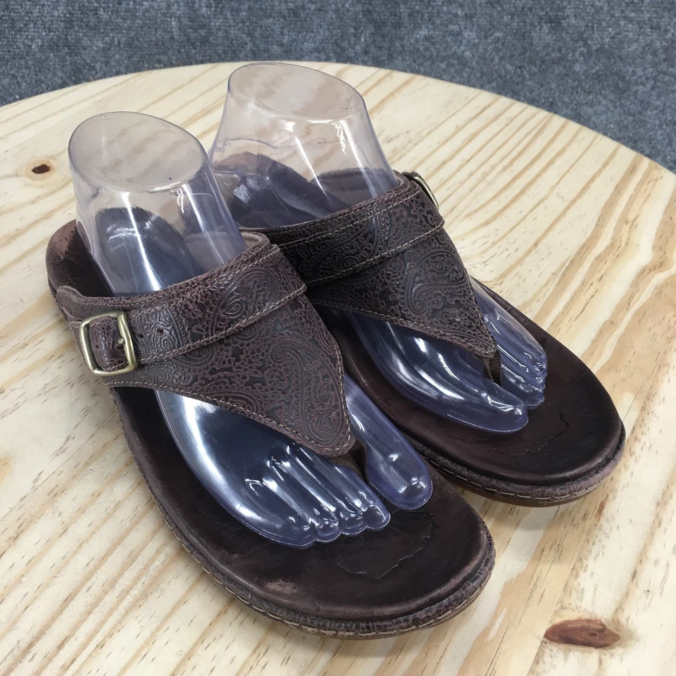 LL Bean Sandals Womens 9M Thong Brown Toe-Post Casual Comfort Buckle Strap Flats - Image 3 of 4