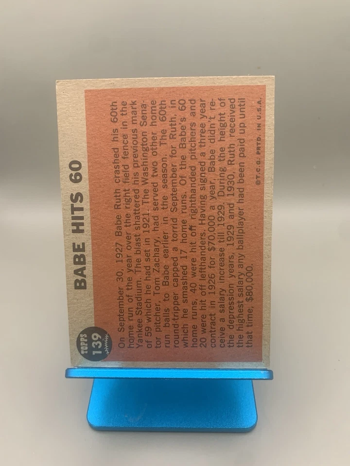 1962 Topps - Babe Ruth Special Babe Hits 60 #139 EX envío gratuito Foto 2 de 4