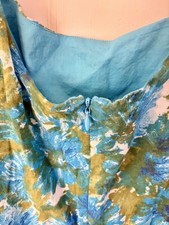 Talbots Floral Sundress Womens 8 Blue Green Fit Flare Summer Dress