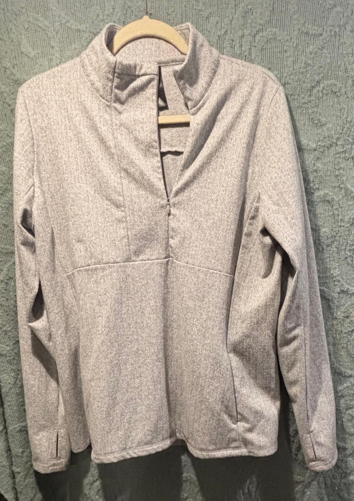Kyodan Performance 1/4 Zip Pullover Gray Herringbone Women's Size XL Thumbholes