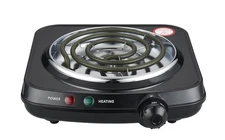 Single Coil Electric Burner and Hot Plate, 1100W, Black