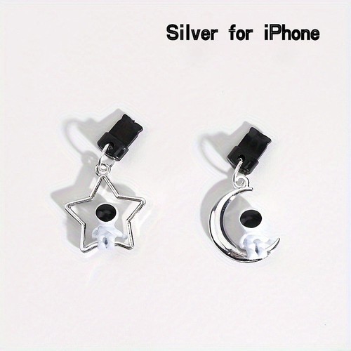 2pcs Astronaut Star Moon Phone Dust Plug Pendant Accessories For Phone Decor - Zdjęcie 10 z 16
