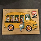 Vintage 1970s Fisher Price Wooden Puzzle School Bus #515 - 13 Pieces