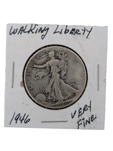 1946 Walking Liberty Half Dollar Circulated 90% Silver 50c Coin