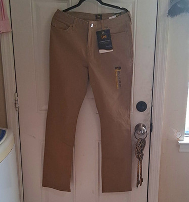 Lee Brown Straight Leg Regular Fit Mid Rise Denim Jeans 5-Pocket Button NWT