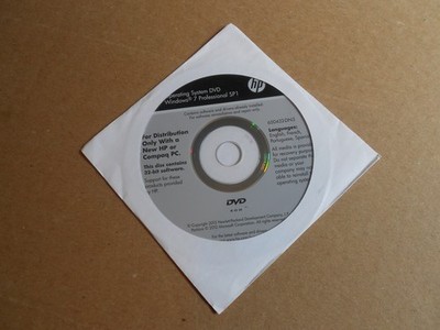 HP Compaq Windows 7 Professional SP1 32-Bit DVD System Recovery Media Software