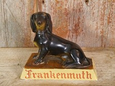 VTG. 1940's Frankenmuth Beer & Ale Chalkware Dachshund Back Bar Advertising Pce.