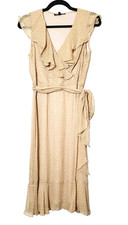 Vintage Y2K Betsey Johnson Womens 4 Black Label Polka Dot Silk Slip Midi Dress