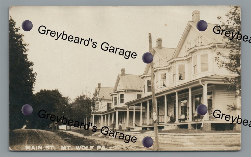 RPPC Main Street Houses Mt MOUNT WOLF PA York County Vintage Real Photo Postcard