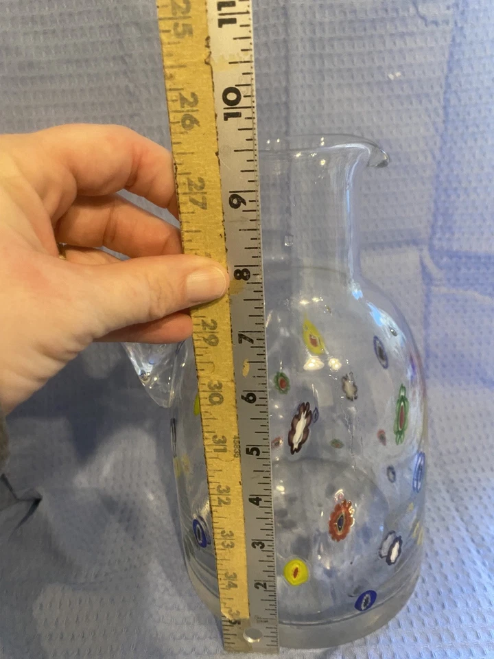 Итальянский стеклянный кувшин из художественного стекла в стиле Леонардо Millefiori ~ винтажный итальянский - Изображение 3 из 4